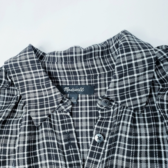 Madewell Plaid Central Shirt Dress Thompson Black & White - Picture 10 of 11